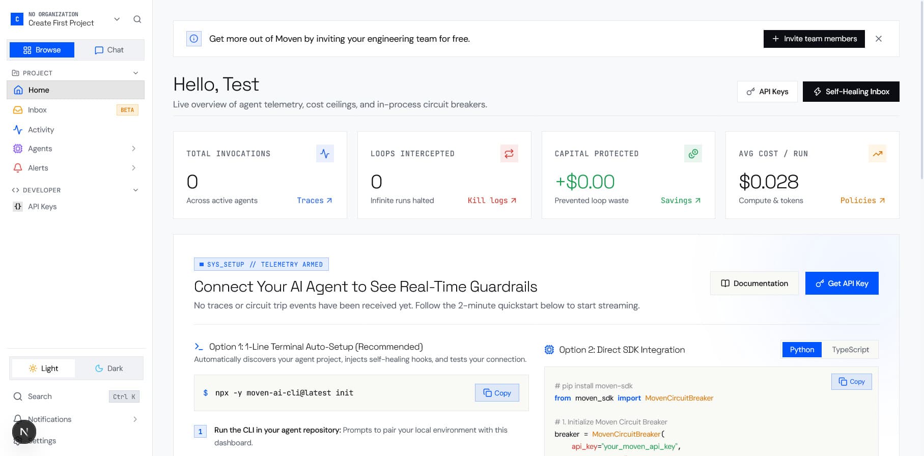 Moven Sentinel Production Dashboard